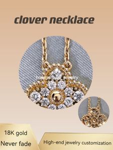 VIP مخصصة أربعة أوراق من Obsidian Diamond Clover Necklace Women Rose 18k الذهب قلادة للسيارة المجوهر