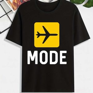 ''FLIGHT MODE'' Estampa feminina verão manga curta camiseta gráfica casual confortável feminina tops camisetas