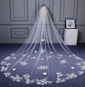 Stock Wedding Veils Sequin Luxury Cathedral Bridal Veils Applices Lace Edge White One Layers Custom Made Long Wedding Veil Fast S4417955