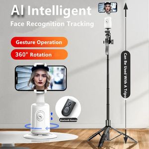 Auto Rosto Rastreamento 360 Rotação Inteligente AI Telefone Acompanhamento Gimbal Estabilizador Selfie Stick Tripé para Vídeo Celular Vlog Live 240111