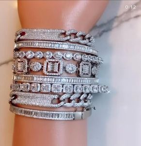 Ręcznie robione błyszczące bransoletki Kuba luksusowa biżuteria 18k biały złoto wypełnienie CZ Crystal cyrkon Hip Hop Party Obietnic Wysokiej jakości kobiety ME4328573