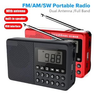 Radio FM/AM/SW Radio Dual Antenna Full Band Radiomottagarhögtalare LED Digital Display 2.1 Channel MP3 Support USB Stick/TF Card