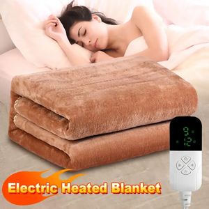 220V Coral Fleece Throw Heated Electric Sheet ThickenThermostat Electric Blankets Security Electric Heating Blanket Mattress 240111