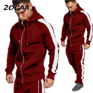 ZOGAA Sets Men Tracksuit Casual 2 Pieces Zipper Sweatsuit Plus Size S-XXXL Patchwork All-match Simple Fashion Solid 240111