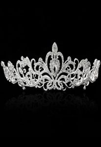 Bling prata cristais tiaras de casamento frisado coroas de noiva diamante jóias strass bandana barato acessórios para o cabelo pageant tiara6801712