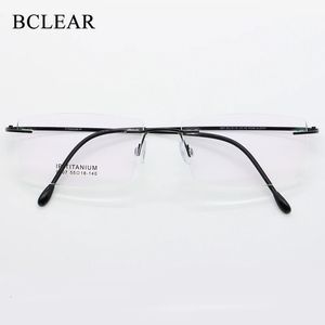 BCLEAR 9007MMEN ALLOY RIMLESS GLASSESフレーム男性正方形のウルトラライトマンフレームレスミオピア光学フレームアイウェア55-18-140 240111