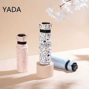 Paraplyer Yada Fashion Mini Pocket 5 Folding Paraply Parasol Charms Rain and Sun Cloud Paraply för kvinnors vindtäta paraplyer YS230002 YQ240112