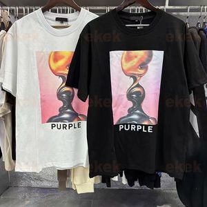 Фиолетовый бренд, летняя мужская футболка, дизайнерский узор, футболка с буквенным принтом, модный бренд, женская свободная футболка, роскошная пара, уличная хип-хоп, футболка с коротким рукавом, S-XL