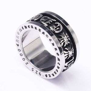 مصمم CH Cross Chromes Brand Ring للرجال للجنسين الموضة Rotatable Titanium Steel Mens Flower Heart Jewelry Glassic Rings Lover New 2024 G29E