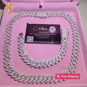 Pendant Necklaces jewelry necklace chains for men chain 15mm d bracelet men silver cuban link chain pass diamond tester GRA VVS d cuban necklace 5