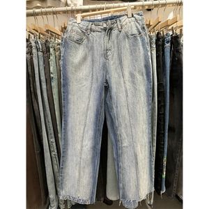 Riktiga bilder 2024SS Nya mode lösa jeans raka baggy breda benbyxor hiphopbyxor