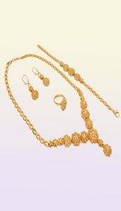 Indian Luxury 24k Gold Plated Designer Girl Jewelry Set Necklace Earring Dubai Wedding Bridal Jewelery Set Presents for Women 2201198630784