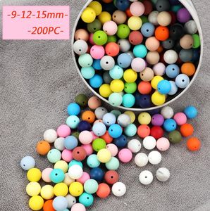 TYRYHU 200PC Silikonpärlor 9mm 12mm 15mm matkvalitet Silikon Baby Toing Toy Chews Pacifier Clips Nursing Halsband BPA 207252957