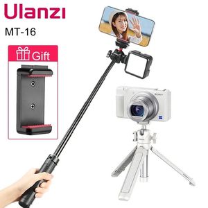Stativ Ulanzi MT16 Förläng stativet med kallsko för mikrofon LED -ljus smartphone SLR -kamera Vlog stativ för Sony Canon iPhone -stativ