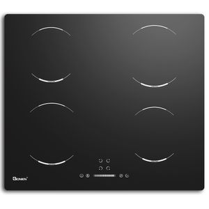 GIONIEN INDUZIONE HOB 60CM, 4 bruciatori Cooktop elettrici, cottura a 4 zone, blocco per bambini, vetro in ceramica nera, bulit in Worktop, timer, interruttore automatico, 6400W, Gib464SC