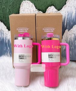 DHL Winter Pink Parade Flamingo H2.0 40 oz cup tumblers with handle insulated straw Valentine's Target Red stainless steel cup Watermelon Moonshine with 1:1 logo 1126