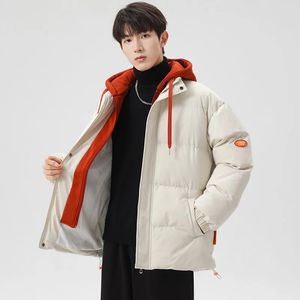 Męska kurtka zimowa fałszywa dwuczęściowa zagęszcza bawełniana parkas koreański z kapturem wiatrówki ciepły płaszcz w rozmiarze 8xl 240112