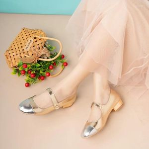 Модельные туфли 2024, милые серебристо-золотые повседневные туфли Мэри Джейн для женщин, лоскутные ремни с пряжками, модные вечерние туфли-лодочки принцессы больших размеров, Прямая поставка