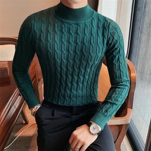 Autumn Winter Turtleneck Fashion Simple Slim Sweater Men kläder Hög krage avslappnade tröjor Knitskjorta plus storlek S-3XL 240111