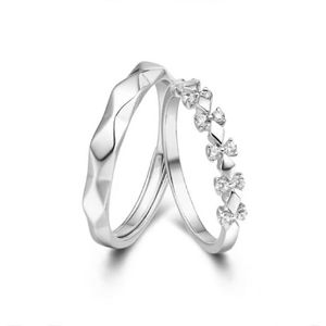 Anello per coppie Mobius in argento sterling S925 con diamante rosa, nicchia di lusso alla moda regolabile.