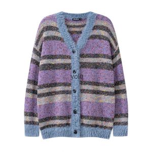 Men's Sweaters Colorful Spotted Stripe Cardigan Sweater Y2k Harajuku Men's and Women's Loose Mohair Knitwears Autumn Winter Knitted Outwearyolq