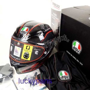 DDT Włochy AGV PISTA GPRR Włókno z włókna węglowego Jasno -Black Red Motorcycle Racing Helmet 14cx NY96