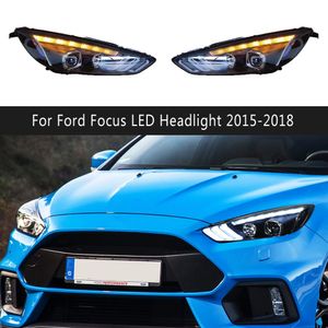Bilstyling DRL DAYTIME Running Light Streamer Turn Signal Indicator för Ford Focus LED-strålkastare 15-18 Högbalk Angel Eye Projector Lens