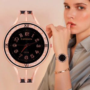 Wristwatches CANSNOW Women's Watch Bangle Fashion Wristwatch Quartz Woman Casual Rhinestone Ladies Bracelet Relogio Clock Montre Femme