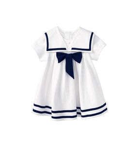 Pureborn Toddler Infant Baby Girl Sailor Dress Bowknot Sailor Collar Summer Breathable Cotton Beach Holiday Baby Girl Clothes Q0712735945