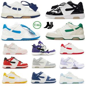 2024 OFFES Designer Men Mulheres Top Sapatos Casuais de Qualidade Do Escritório Tênis Baixa Tops Black Branco Couro Pink Curreno Blue Patente Os corredores de tênis 36-45