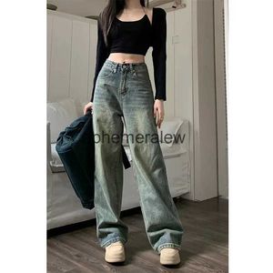 Women's Jeans Pants Capris Vintage 90S Baggy Straight Denim Trousers Female Y2K High Waist Loose Wide Leg Women Streetwear All-Match Casual New