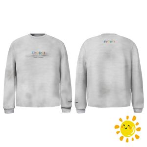 Crewneck slipsfärgad långärmad t-shirt män kvinnor topp tees kläder överdimensionerad avslappnad high street t-shirt