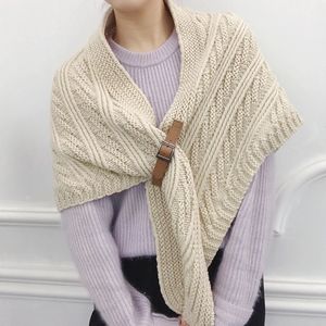 Preppy Style Women Autumn Knitting Shawl Scarf Lady Elegant Wraps Poncho Winter Warm Cloak Wool Knitted Capes Coat 240111