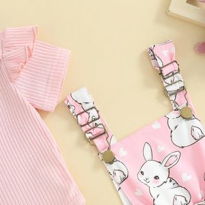 Giyim Setleri Bebek Kız Paskalya Kıyafet Bebek Elbise Fırfırlı Romper Susuklu Etek Kafa Bandı ile Seti 3 PCS Giysileri