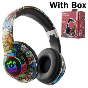 Headset With Mic RGB LED Light Card Kids Game Earphone Headphones Bluetooth 5.1 HIFI Bass Wireless Game Music Stereo Bass headphones 148QB