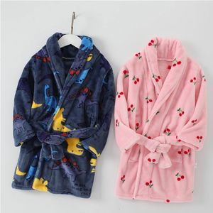 Children Flannel Pajamas Robe Autumn and Winter Kids Sleepwear Children Nightgown Soft Pajamas for Girl Boys Bathrobe 4-16 Years 240111