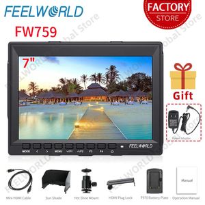 Peças Feelworld Fw759 Monitor de campo de câmera Dslr de 7 polegadas Ips Hd 1280x800 Display LCD com entrada Hdmi Av Video Assist portátil para câmera