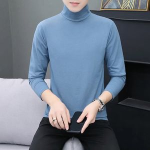 Män hånar nacke BASIC BLOUSE Vinter termisk t-shirt Vanlig kläder Pullover långärmad topp varm bekväm turtleneck underkläder 240111