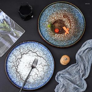 Plates European Style Starry Sky Crackle Ceramic Dinner Plate Pizza Pasta Steak 12 Inch Large Capacity Cutlery Kitchen Utensils