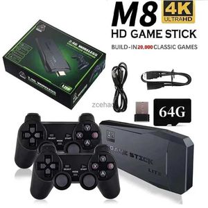 Game Controllers Joysticks 4K Video Game Stick Wireless M8 Controller Gamepad Built-in 20000+ Games 64G Retro Handheld Game Player HD TV Game Stick For Kid