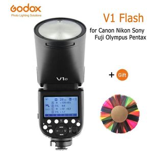 パーツGODOX V1 V1C V1N V1S V1F V1O TTL HSS 1/8000Sラウンドヘッドカメラスピード​​ライトFlash for Canon Nikon Sony Fuji Olympu