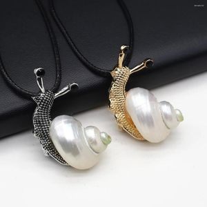Ожерелья с подвесками из натуральной ракушки в форме улитки, ретро брошь, ожерелье, веревочная цепочка для женщин, очаровательные ювелирные изделия, подарок, длина 60 5 см