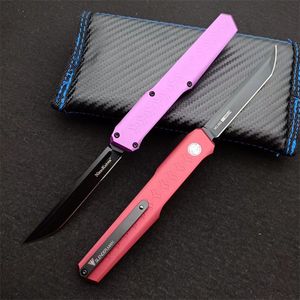 Coltello automatico da combattimento Slenderman SLM Doppia azione Coltelli tattici automatici 2a edizione D2 Lama in acciaio TC4 + Alluminio T6-6061 Coltelli con manico Strumenti EDC