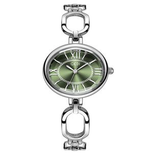 Dames delicate legering compact lichtgewicht luxe ovaal retro Romeins hoog profiel horizontale armband quartz waterdicht horloge