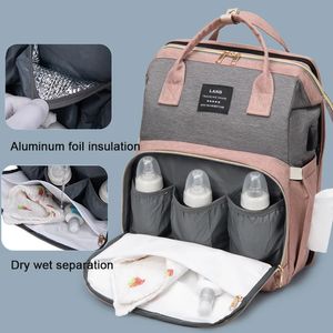 Bebek Bebek Bebek Çantaları Mummy Fold Yatak Backpack Hamile Su Geçirmez Nappy Multif Fonksiyonlu Hemşirelik Mondad Sırt Çantaları için Değişen Çanta 240111