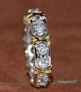 Whole Professional Eternity Diamonique Diamond 10KT WhiteYellow Gold Filled Wedding Band Cross Ring Size 511293Q3290231