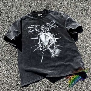 Herrt-shirts tvättade Saint Michael Dark Knight Limited T-shirt för män kvinnor tee topp t-shirtyolq