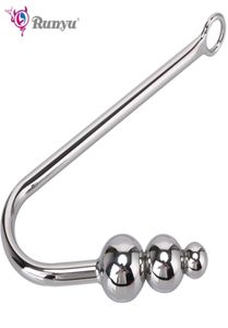 Anal Hook Metal Plug With Ball Hole Butt Dilator Prostate Massager Exotic sexy Toy For Man Male BDSM Game Beauty Items6655516