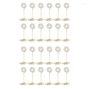 Frames -24X Table Number Card Holders Po Holder Stands Place Paper Menu Clips Circle Shape (Gold)