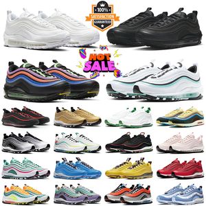 Designer men women 97 97s running shoes Triple Black White Sean Wotherspoon Midnight Navy Black Gold Gym Red Sail Have a nice day UCLA Bruins mens trainer sneakers